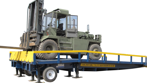 military equipment on an Adapt-A-Ramp loading dock ramp